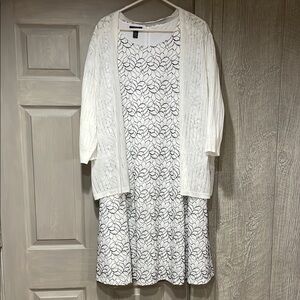 White Lace Dress with Cardigan